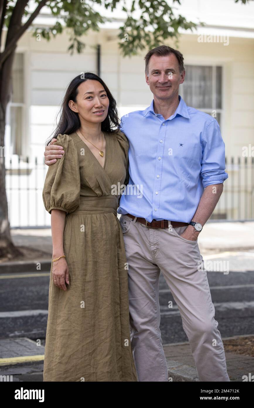 Jeremy Hunt, Conservative MP and Chancellor of the Exchequer, with his Chinese-born wife, Lucia Guo, London, England, UK Stock Photo