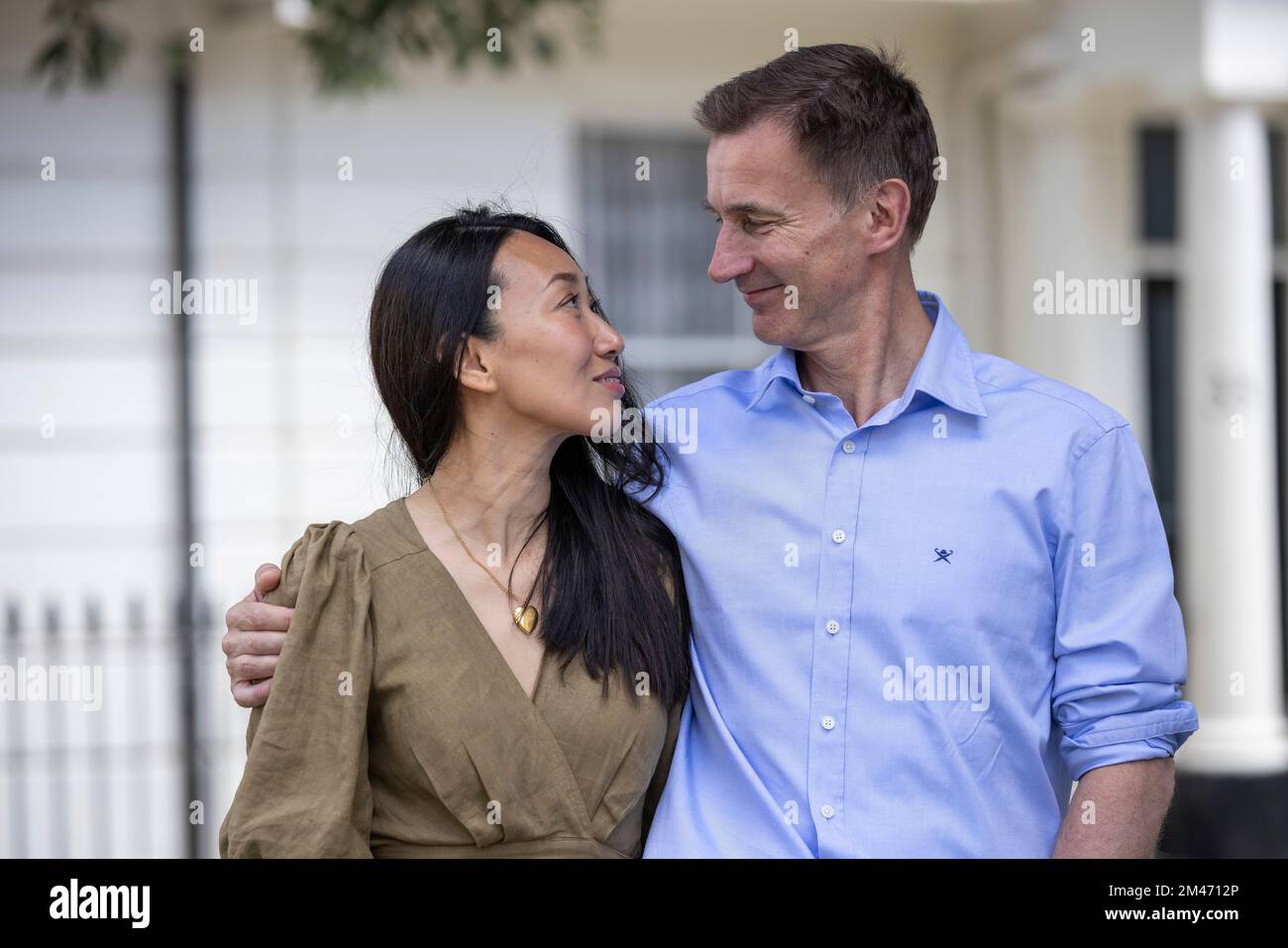 Jeremy Hunt, Conservative MP and Chancellor of the Exchequer, with his Chinese-born wife, Lucia Guo, London, England, UK Stock Photo