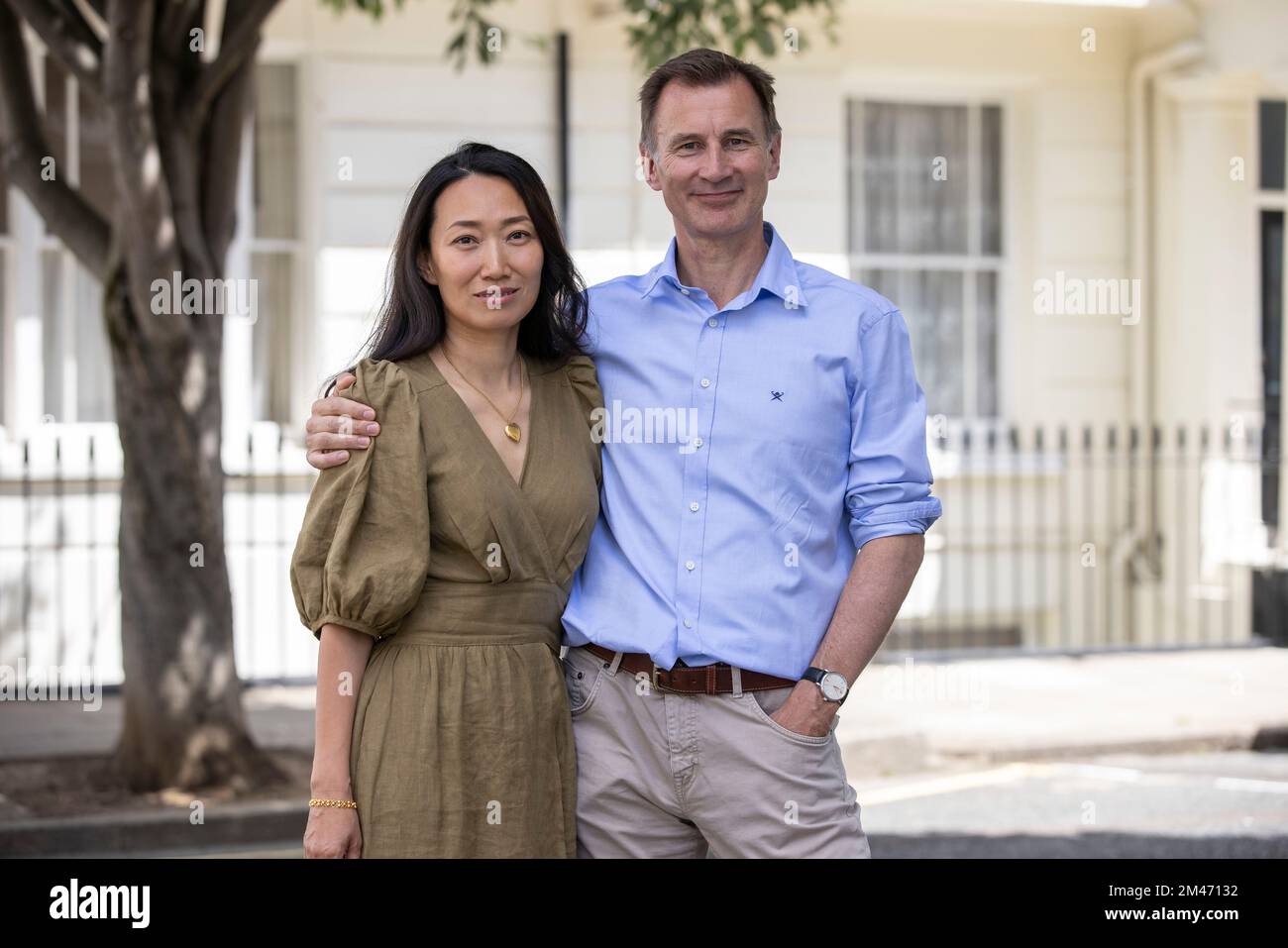 Jeremy Hunt, Conservative MP and Chancellor of the Exchequer, with his Chinese-born wife, Lucia Guo, London, England, UK Stock Photo