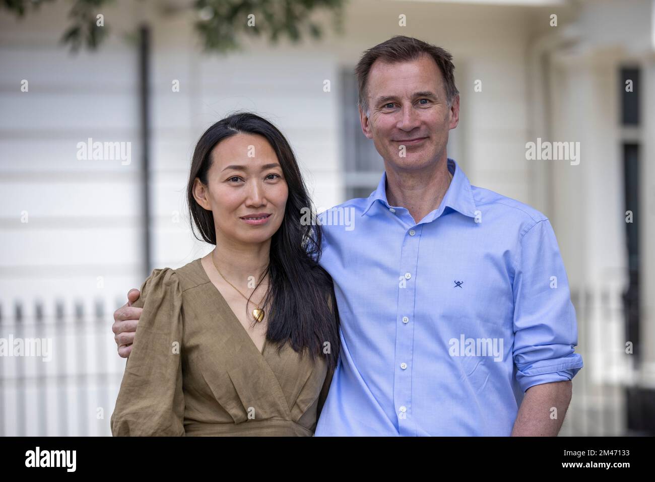 Jeremy Hunt, Conservative MP and Chancellor of the Exchequer, with his Chinese-born wife, Lucia Guo, London, England, UK Stock Photo