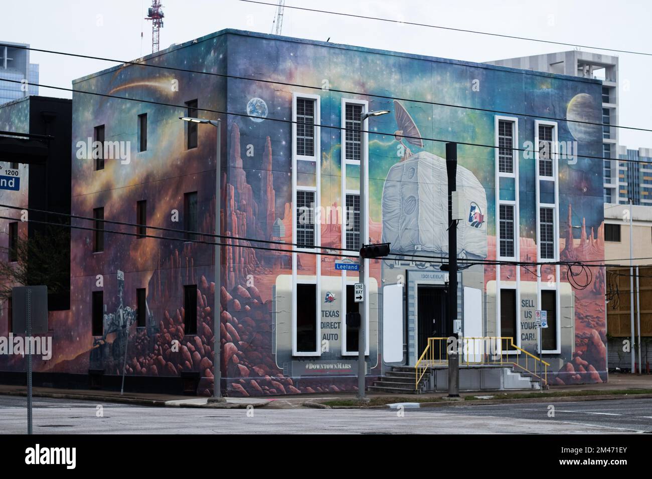 Colorful building in downtown Houston, Texas on Leeland Street Stock