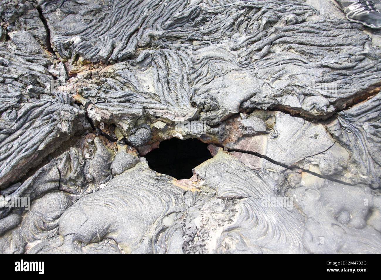 remains of flowing lava in the cool Volcanic rocks on Galapagos Islands ...