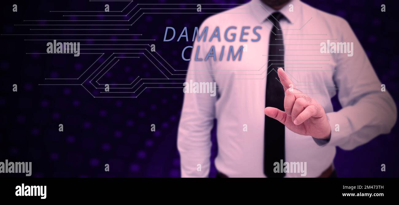 Compensation For Damage Sign Hand writing sign Damages Claim. Conceptual photo Demand Compensation ...