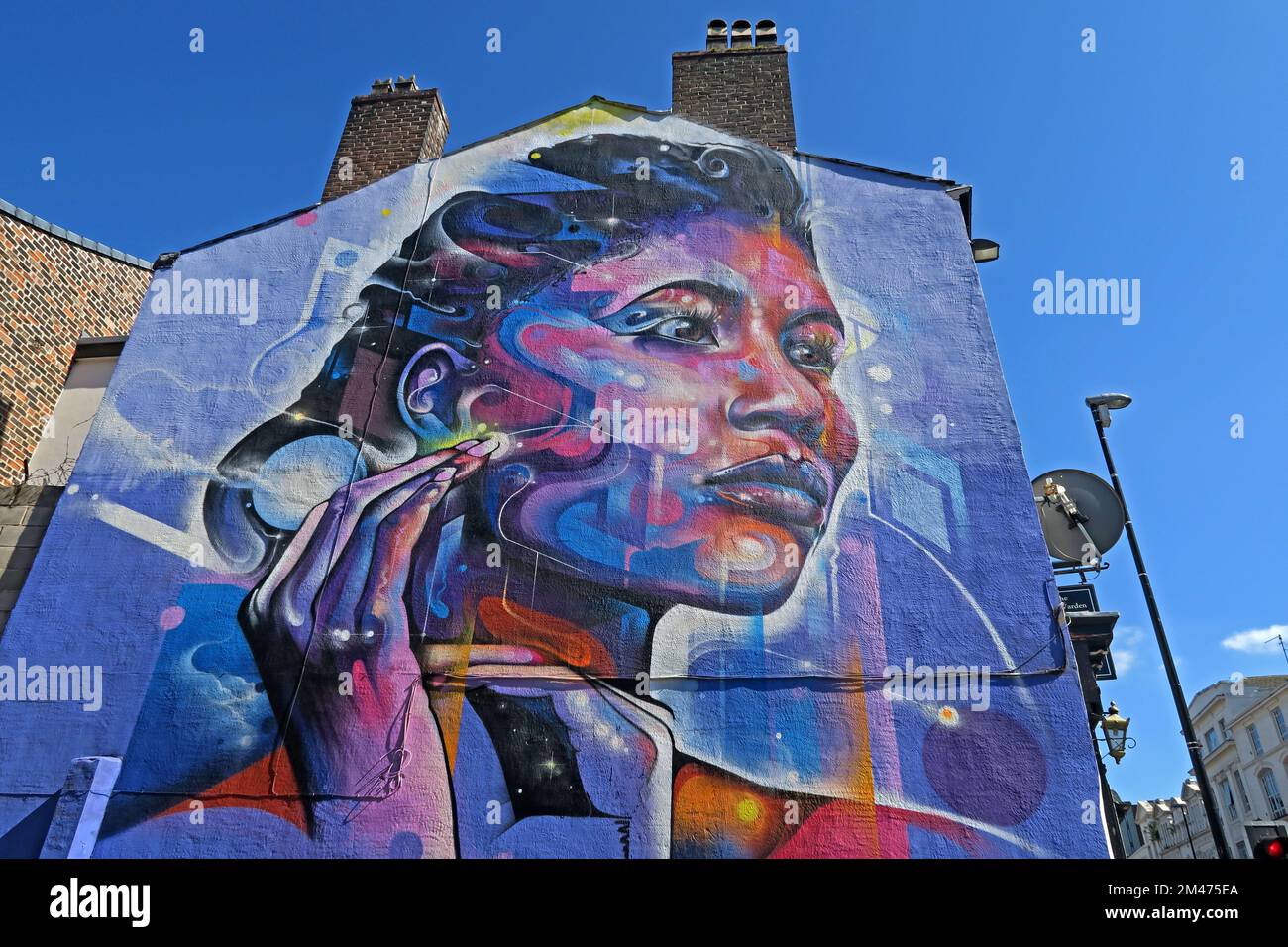 Mr Cenz Street art, on gable end, of Lord Warden, 1F London Road, Liverpool., Merseyside, England, UK, L3 8HR Stock Photo