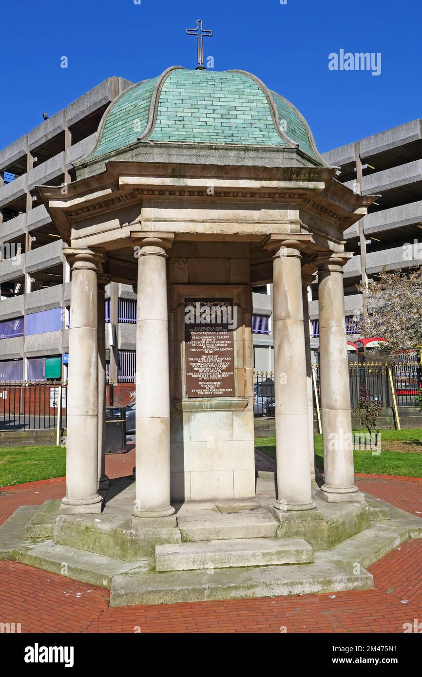 Renshaw St, Chapel memorial, Roscoe Gardens, Mount Pleasant,  Liverpool, Merseyside, England, UK, Stock Photo