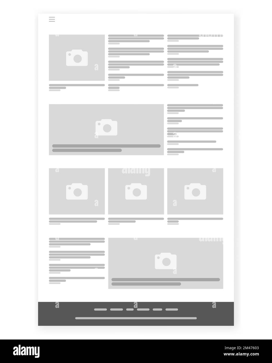 News site Wireframe, Webpage prototype Vector Illustration. Website Interface Web and UX UI Design. Stock Vector