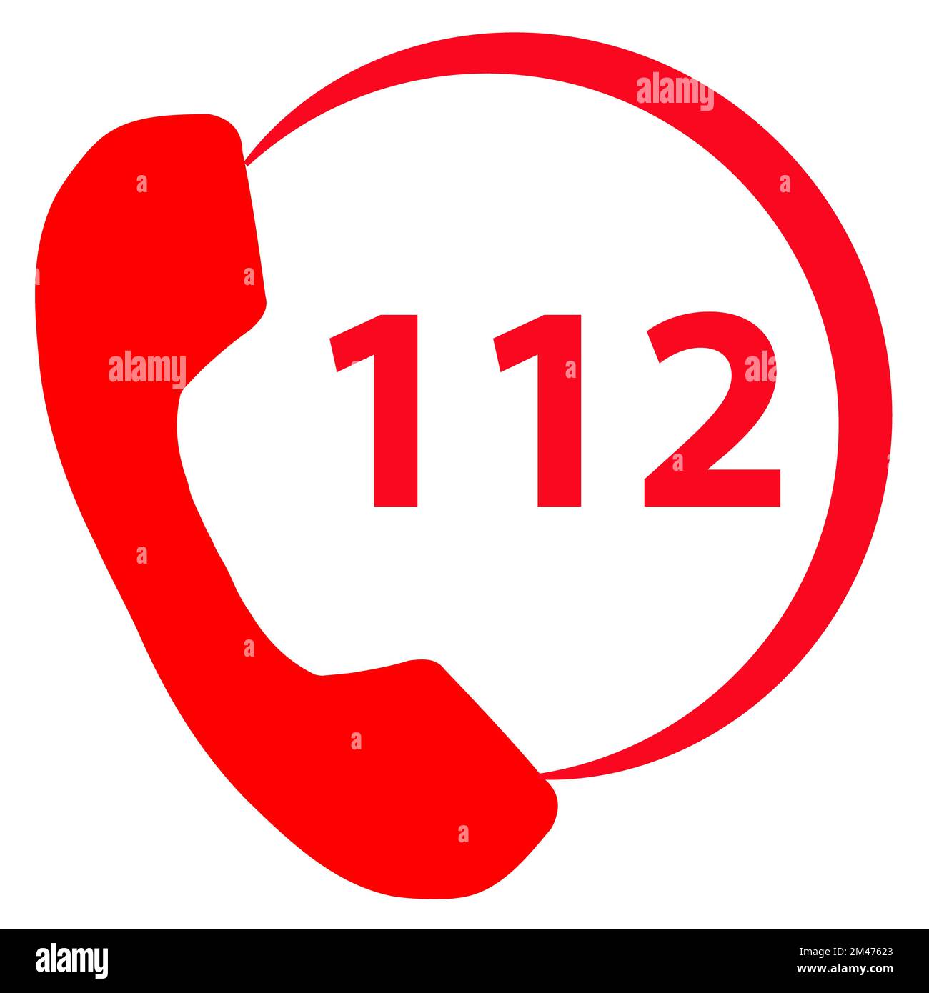112 Emergency Call Number. Emergency call sign. flat style. Stock Photo