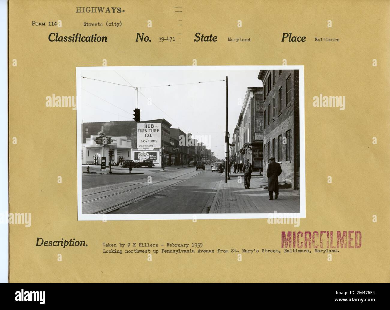 Pennsylvania Avenue, Baltimore. Original caption: Looking northwest up ...