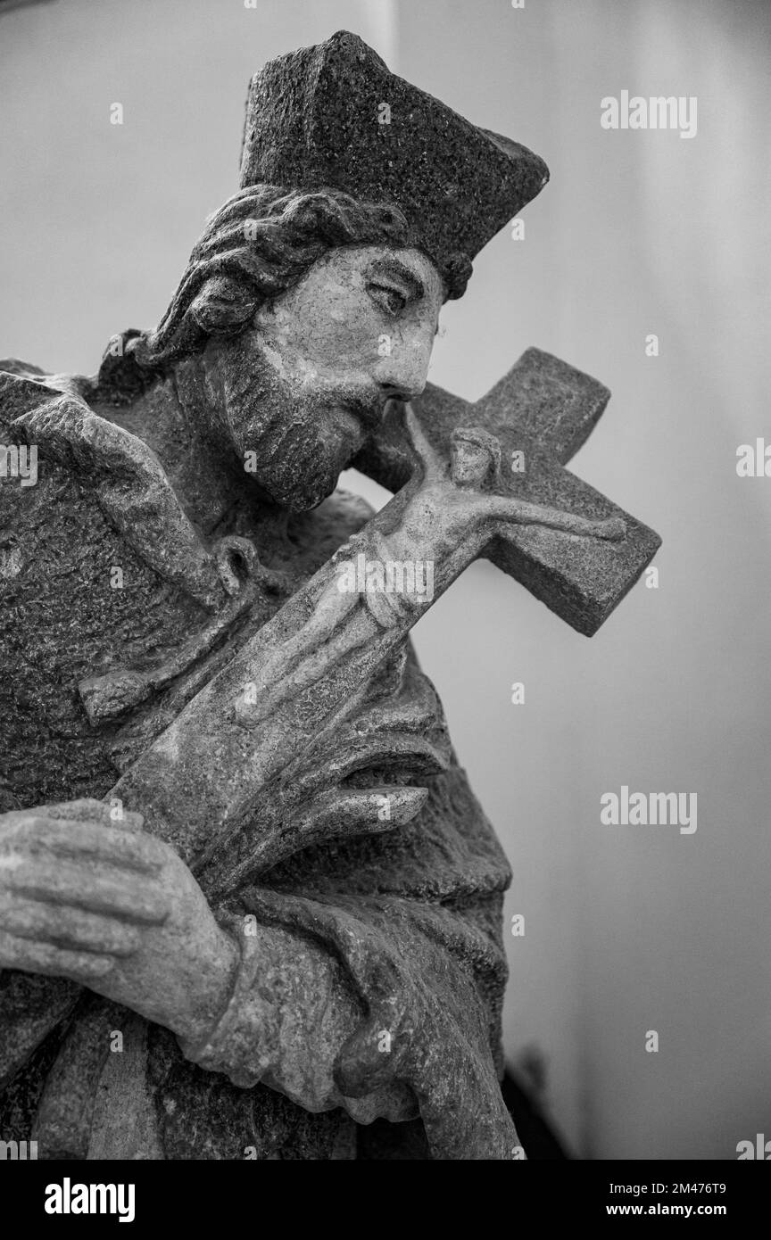 Saint John of the Cross. Statue on the premises of the Bratislava City Museum. Stock Photo