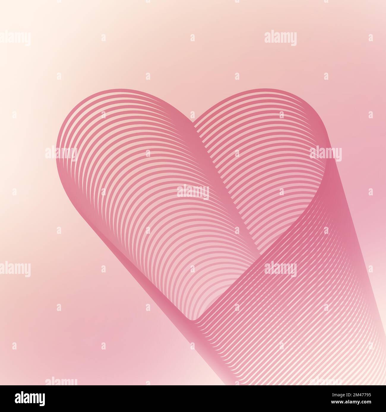 Heart-shaped concentric stripes vector background. Girlish