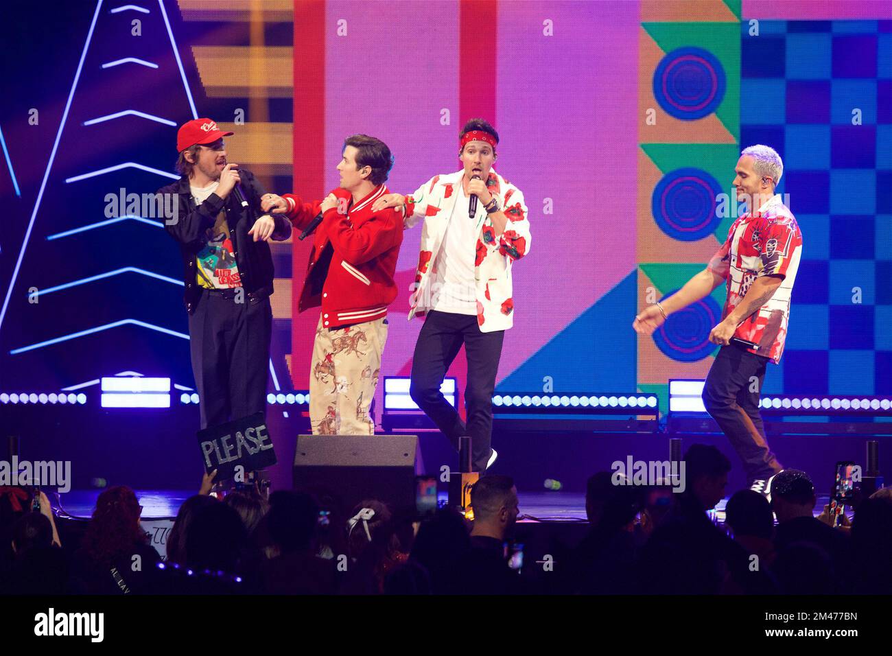 MIAMI, FLORIDA - DECEMBER 18: Big Time Rush perform onstage at iHeartRadio  Y100's Jingle Ball 2022 Presented by Capital One at FLA Live Arena on  December 18, 2022 in Miami, Florida. (Photo