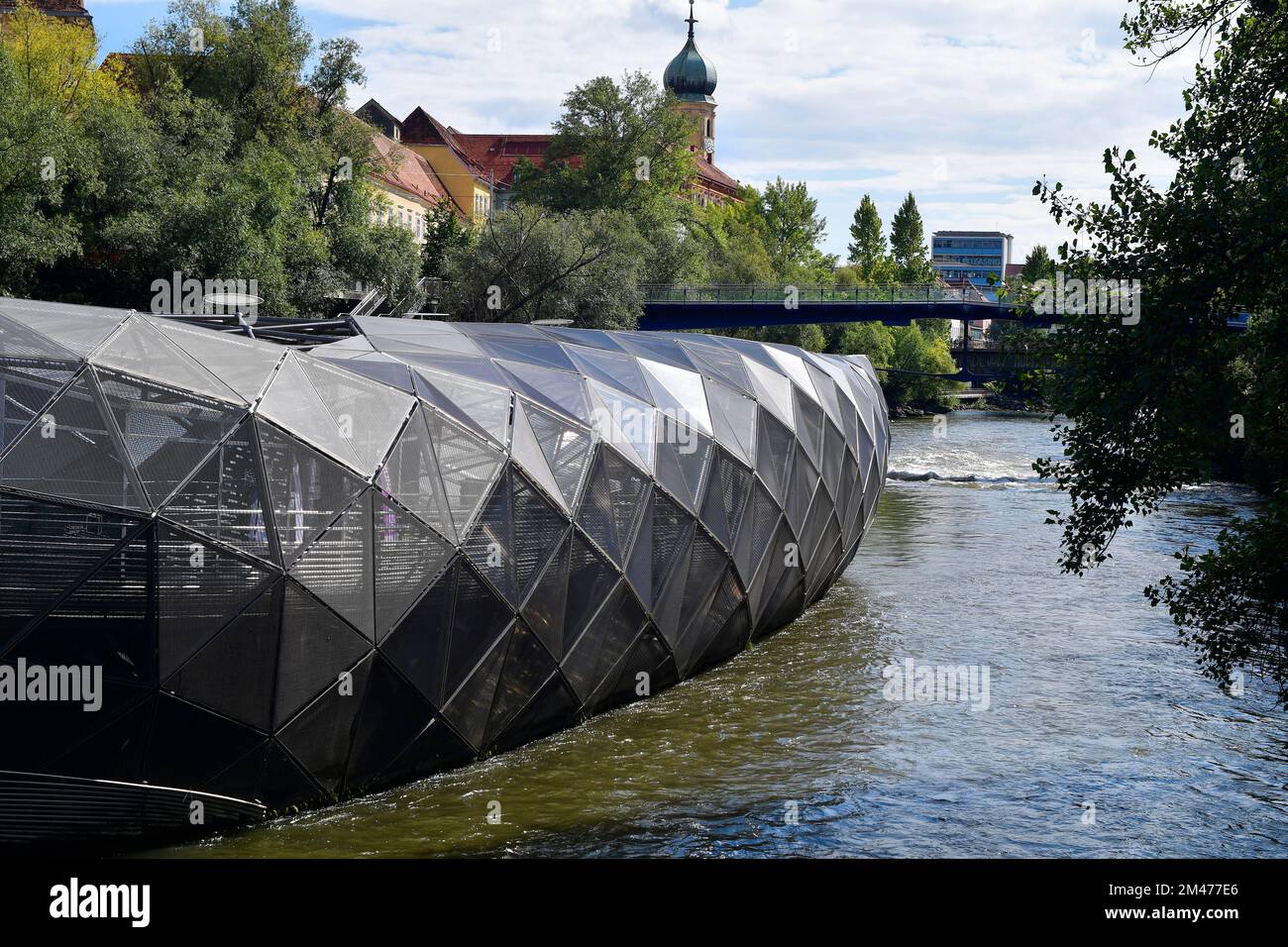 Graz, Austria - September 22, 2022: The so-called Murinsel was built on the occasion of the appointment as the cultural capital in 2003 and is located Stock Photo
