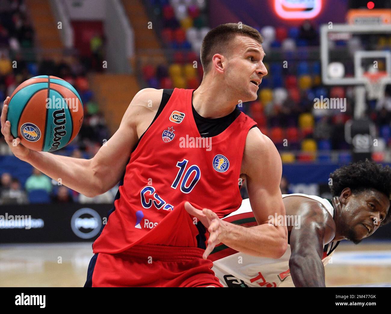 VTB United Basketball League 2022/2023. Match between CSKA (Moscow) and  Lokomotiv-Kuban (Krasnodar) at the Megasport stadium. CSKA team player  Samson Ruzhentsev (left) during the match. 16.12.2022 Russia, Moscow Photo  credit: Dmitry Lebedev/Kommersant/Sipa