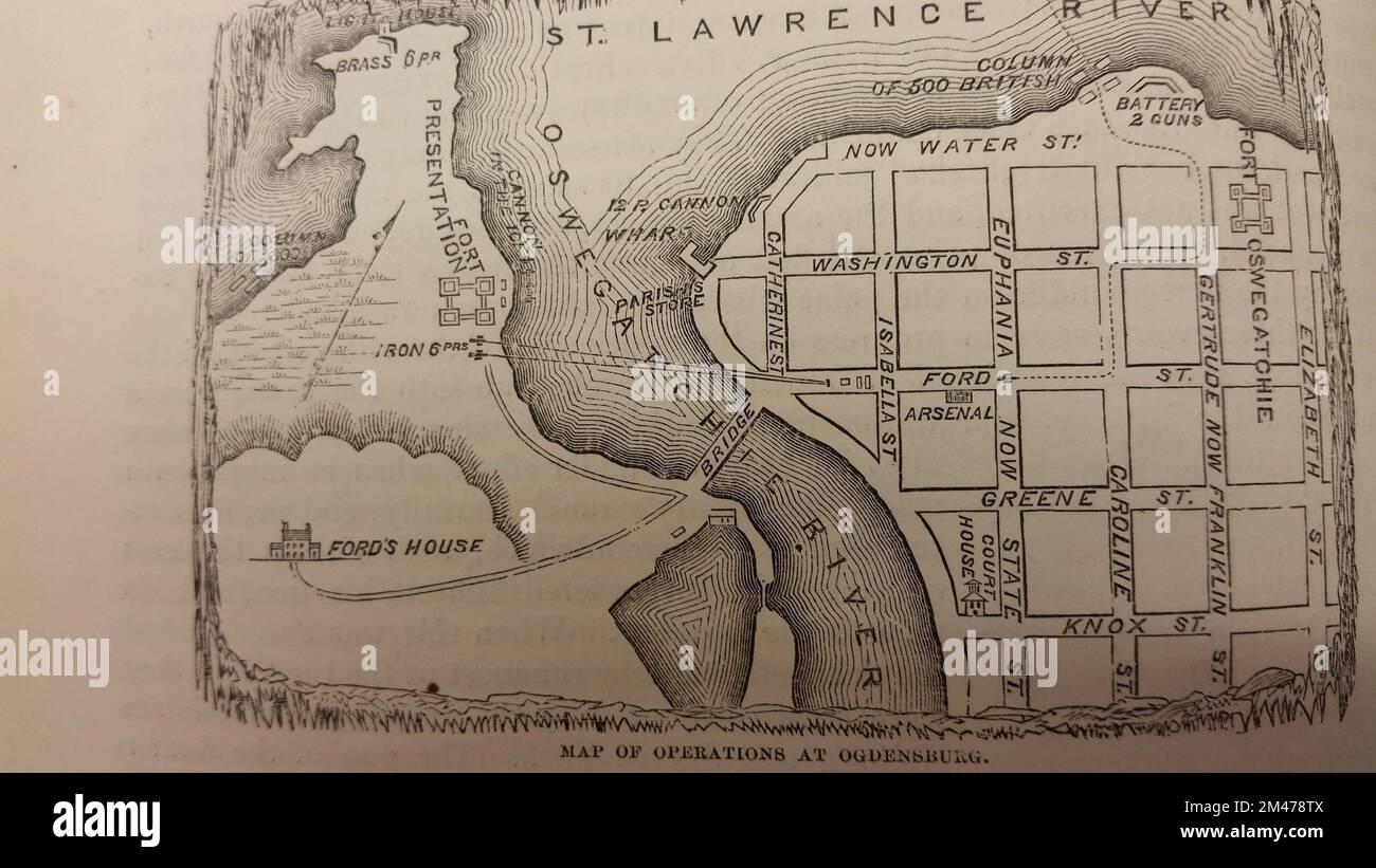 Map of the Battle of Ogdensburg Stock Photo Alamy