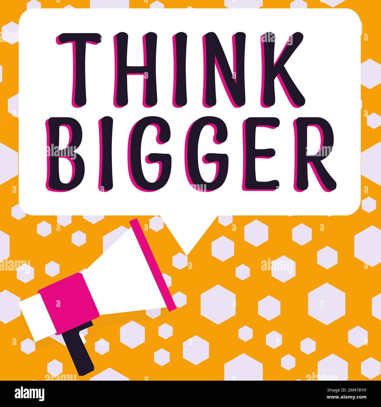 Hand writing sign Think Bigger. Business showcase being able to dream ...