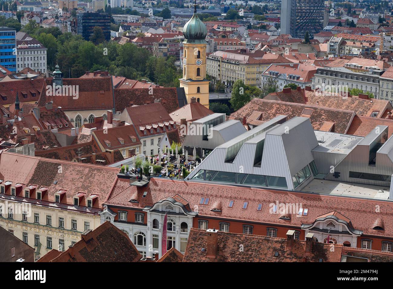 Graz, Austria - September 22, 2022: Aerial view over the capital of ...