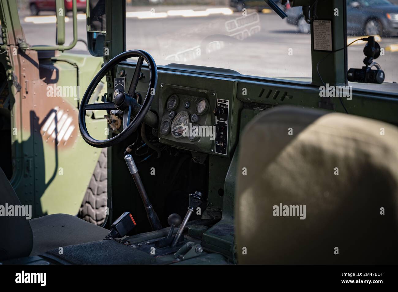 Detail of the interior of a military Humvee Stock Photo