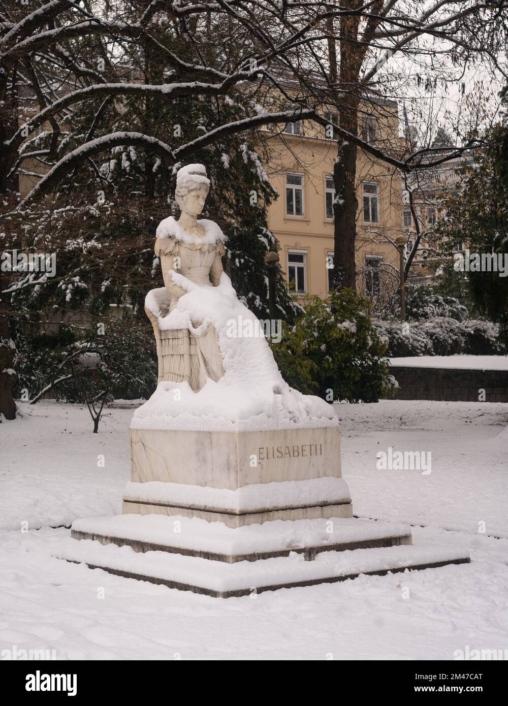 MERANO, ITALY Statue of the Empress Elisabeth of Austria covered with