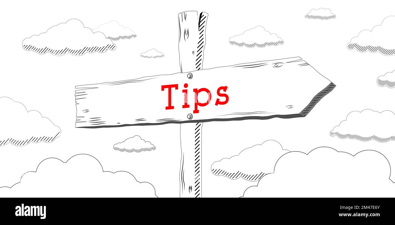 Tips - outline signpost with one arrow Stock Photo - Alamy