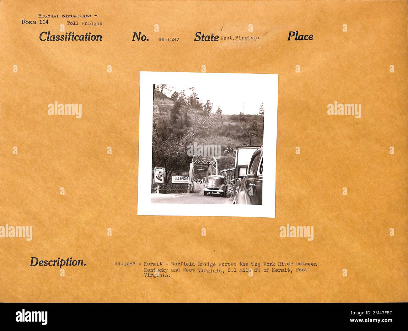 Kermit Warfield Bridge cross the Tug Fork River. Original caption