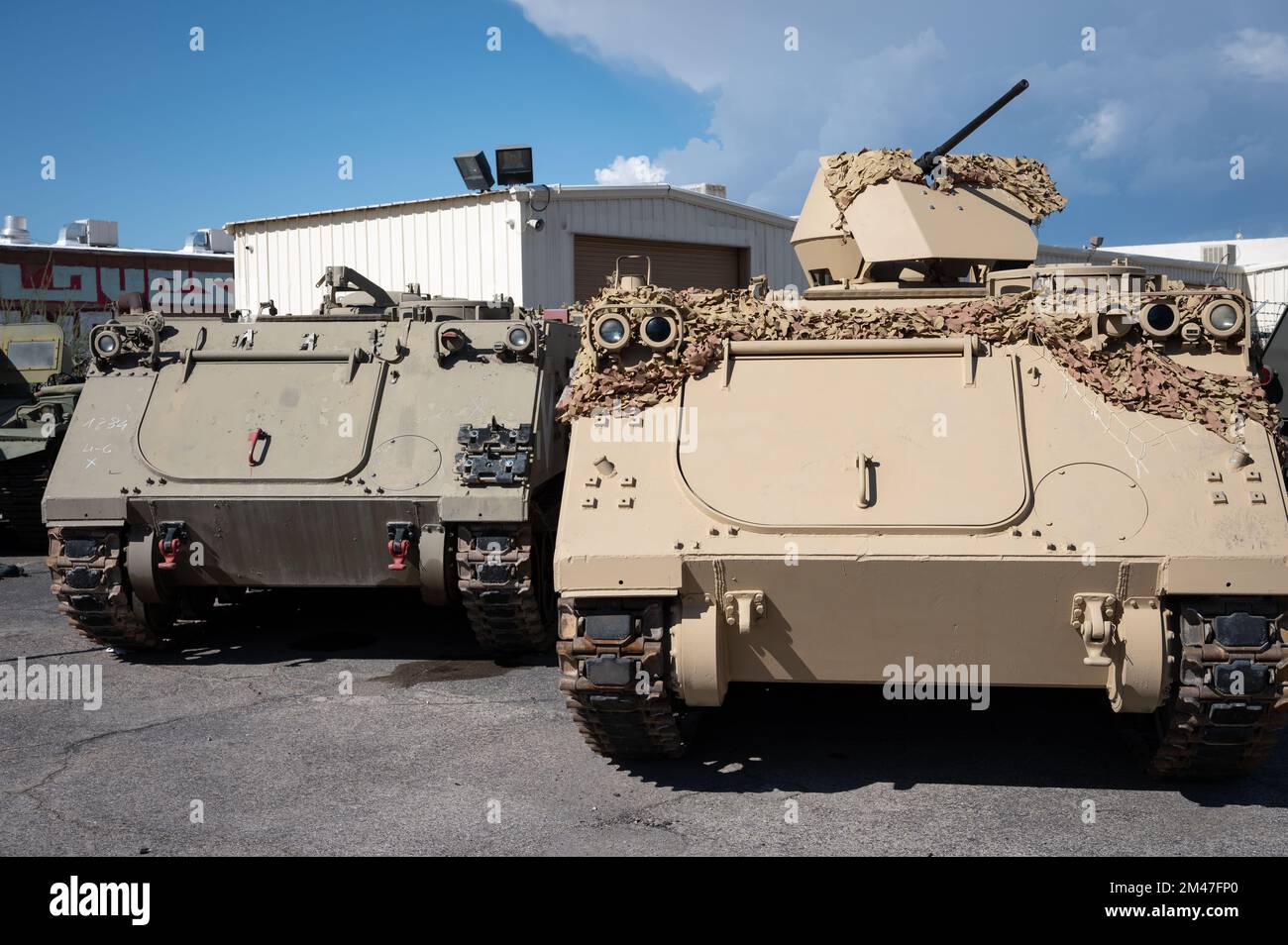 Detail of a military armored tracked vehicle, FMC Corporation M113 Stock Photo