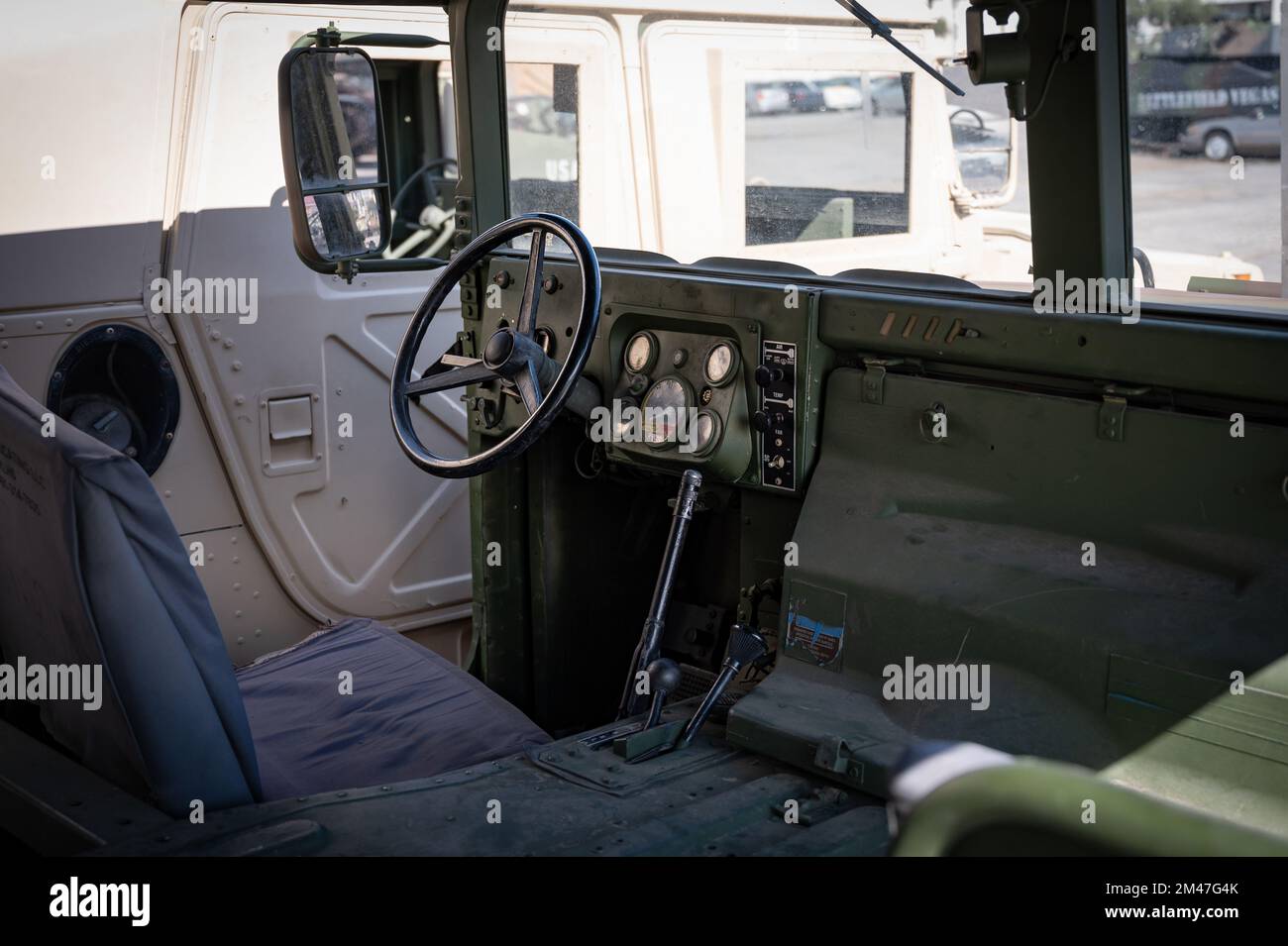Interior detail of a Humvee off-road military Stock Photo
