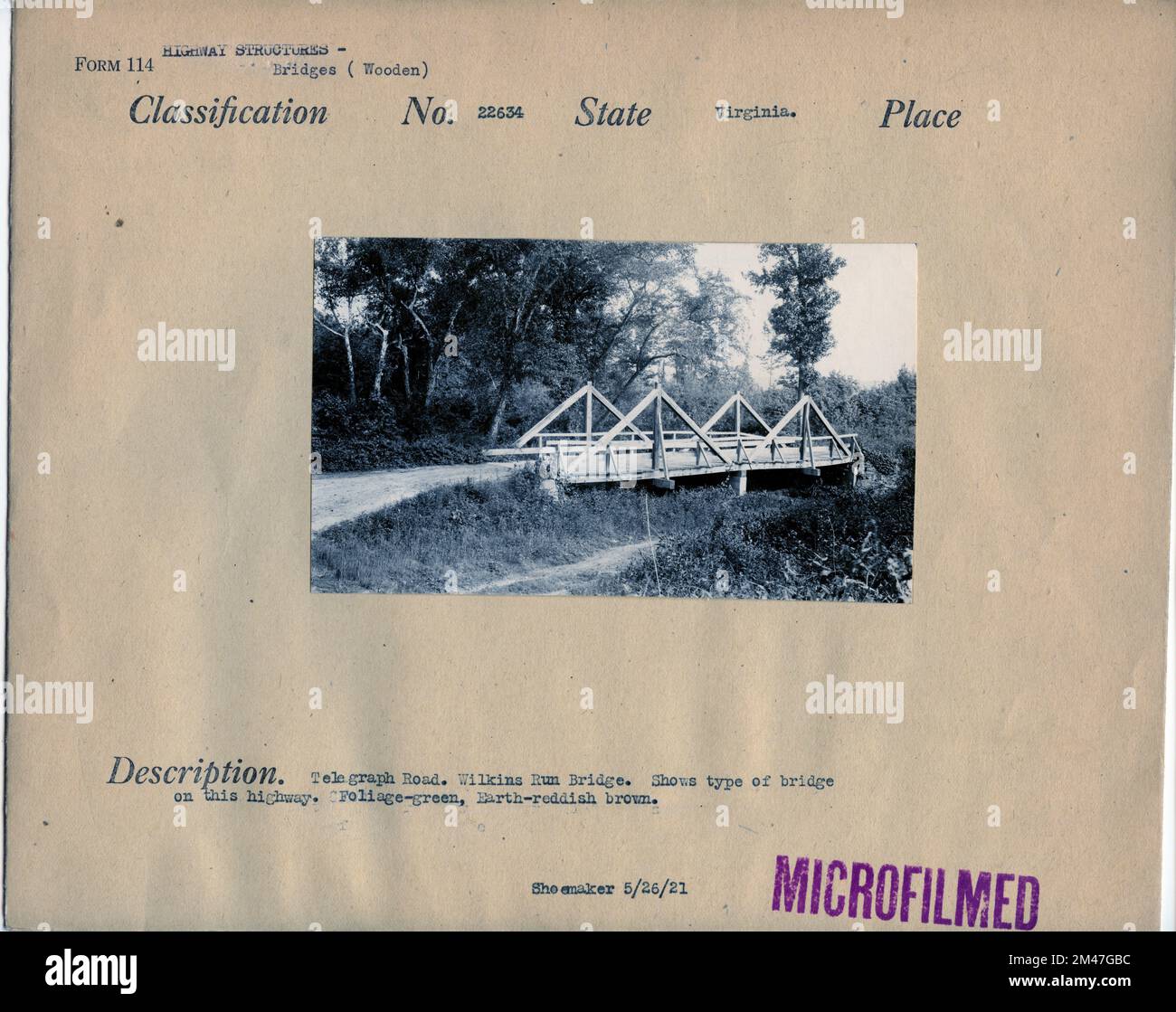 Telegraph Road. Original caption Telegraph Road. Wilkins Run Bridge