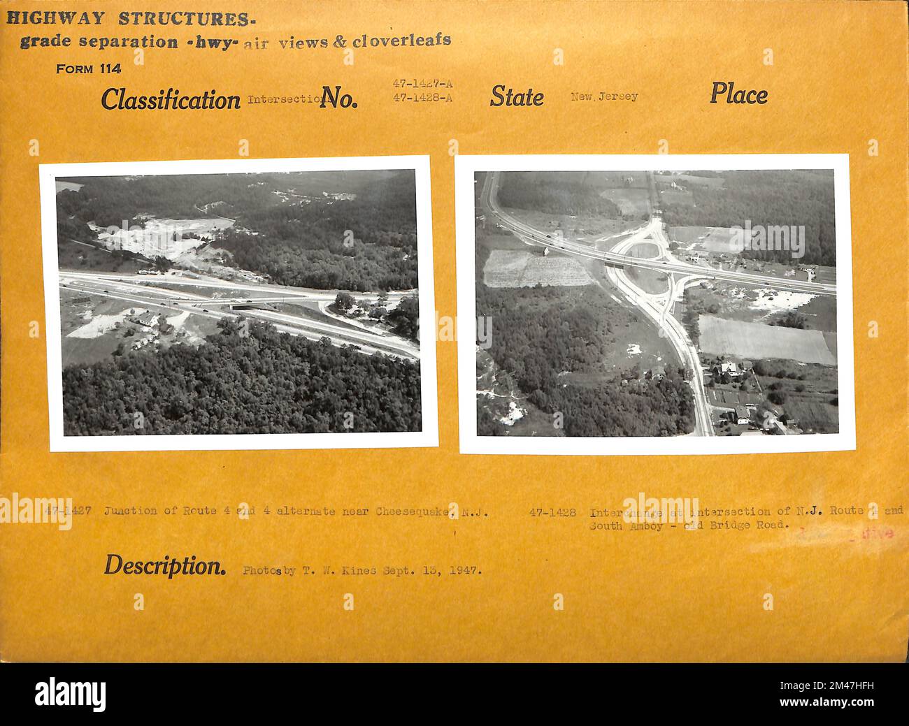 Route 4 Intersections, New Jersey. Original caption: 47-1427 Junction