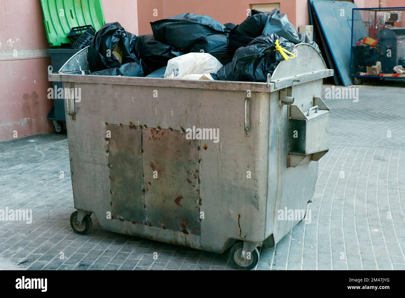 waste management system in public perspective. huge rubbish bin for