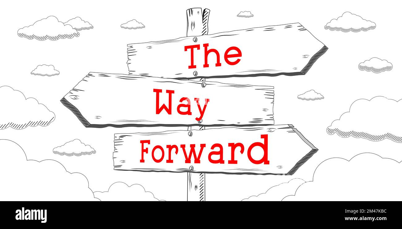 The way forward outline signpost with three arrows Stock Photo Alamy