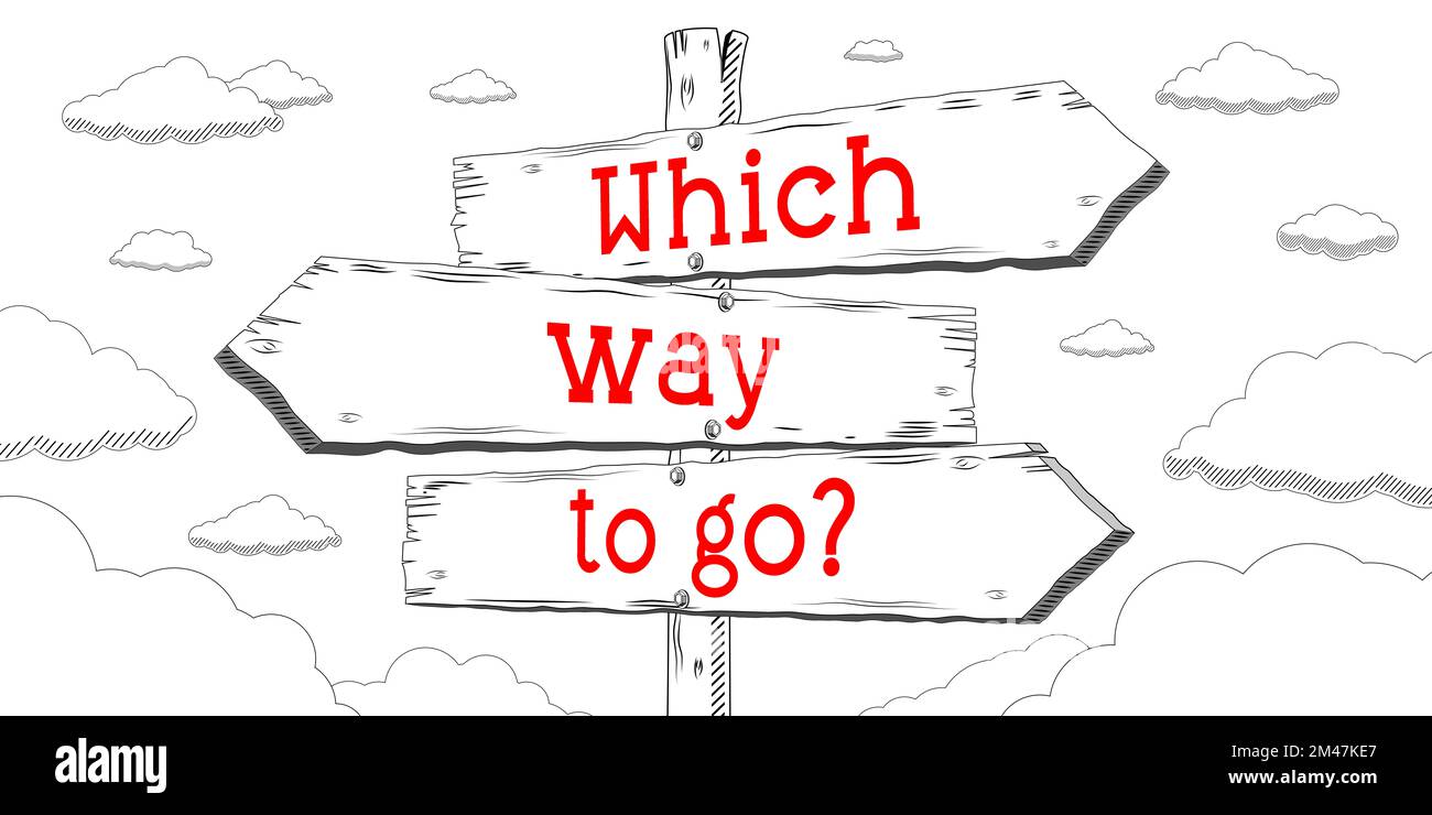Which way to go - outline signpost with three arrows Stock Photo - Alamy