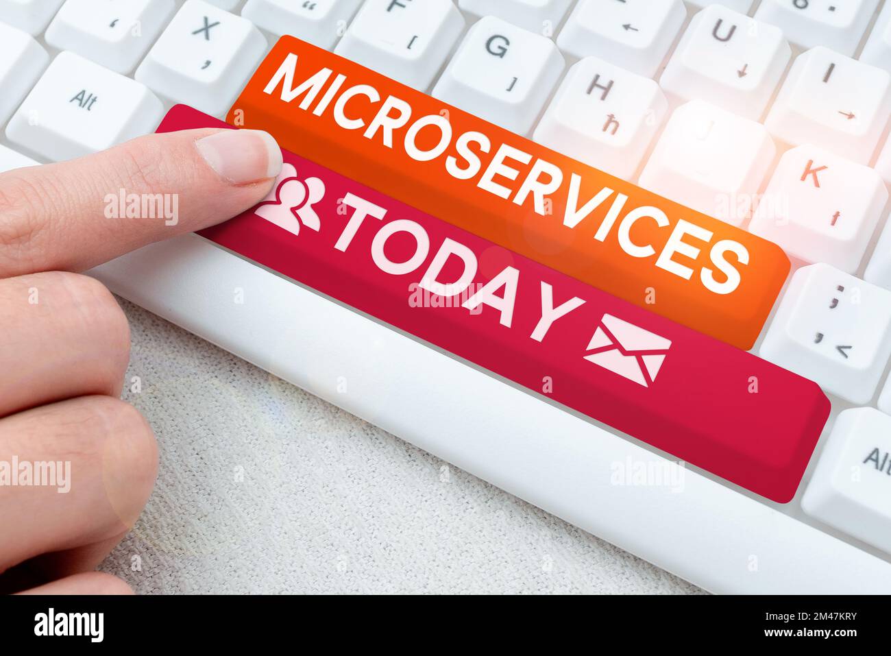 Sign displaying Microservices. Business overview Software development technique Building single function module Stock Photo