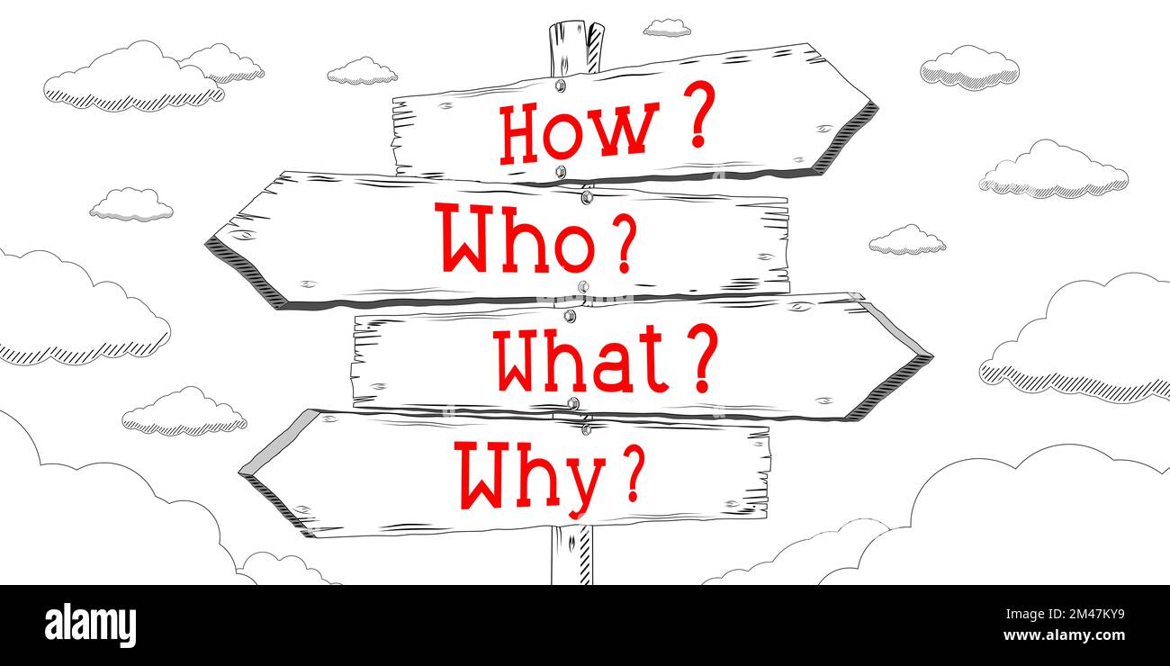 Who why question arrows hi-res stock photography and images - Alamy
