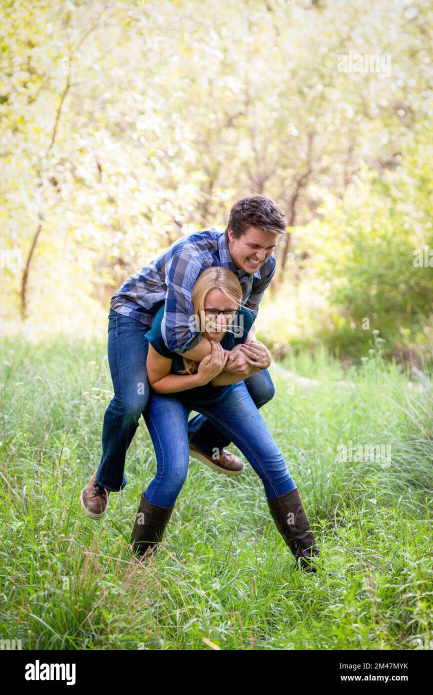 Silly laughing couple Stock Photo