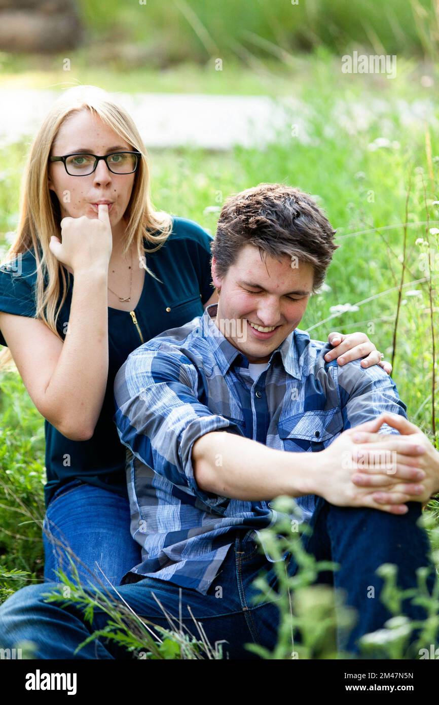 Silly laughing couple Stock Photo