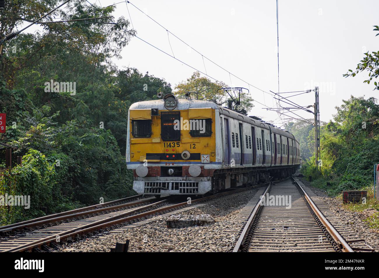 A view of local train of Eastern Railway in Indian Railway system running in city Kolkata, West Bengal, India Stock Photo