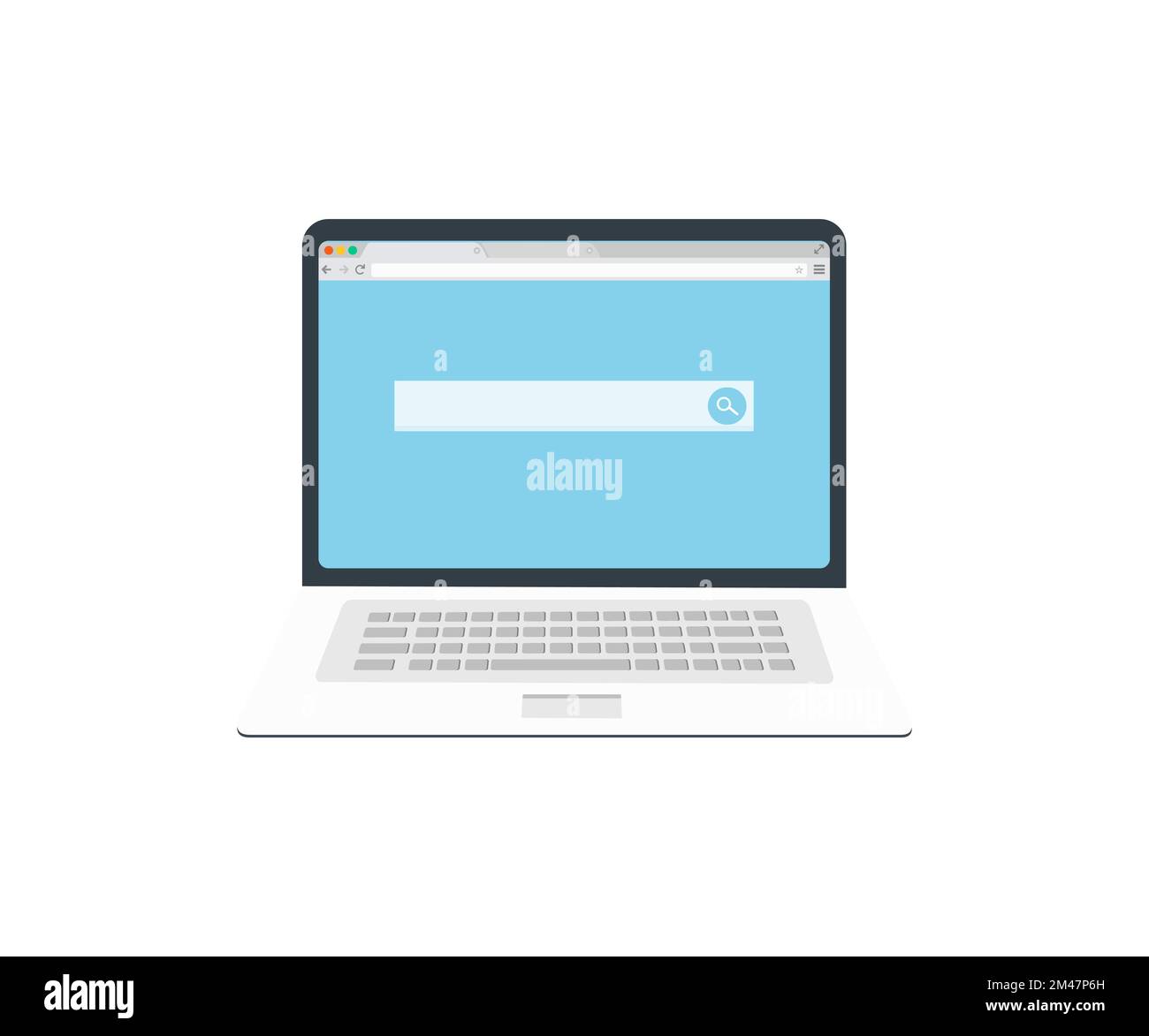 laptop computer, searching information on website logo design. Data Search Technology Search. Using Search Console with your website vector design. Stock Vector