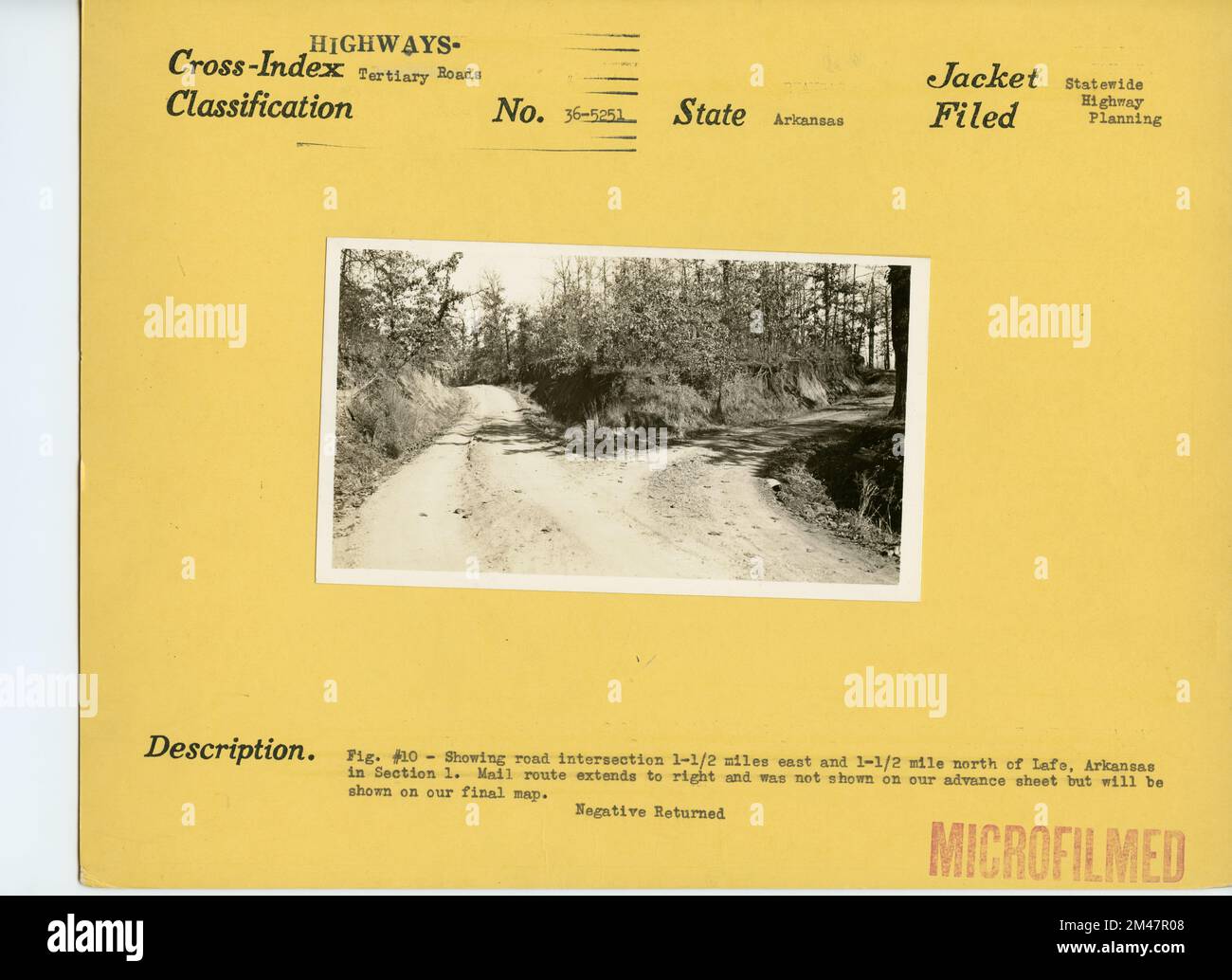 Road Intersection, north of Lafe, Arkansas. Original caption Fig 10 Showing road