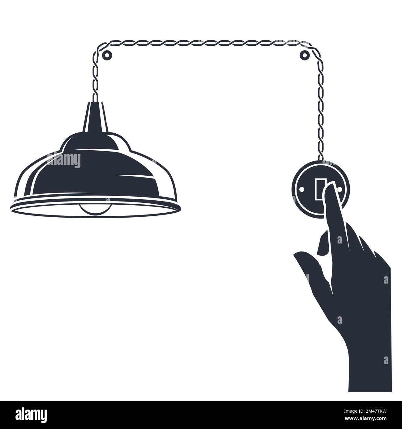 Turning off the lights, lampshade and electric switch, switch off a lamp, energy saving and efficiency,  vector Stock Vector
