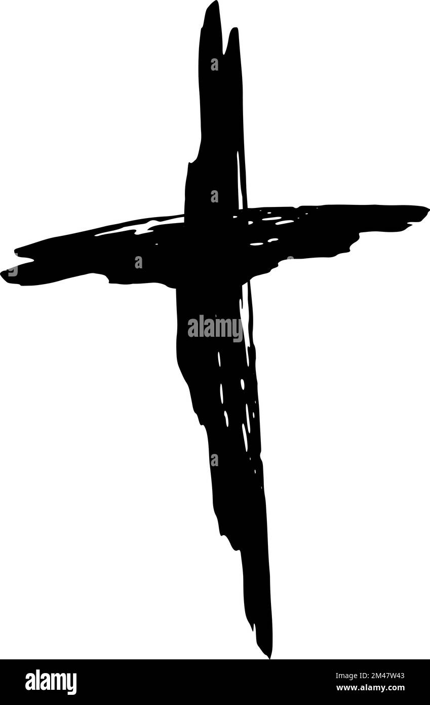 Hand drawn christian cross symbol hand painted with black ink Stock Vector Image & Art Alamy