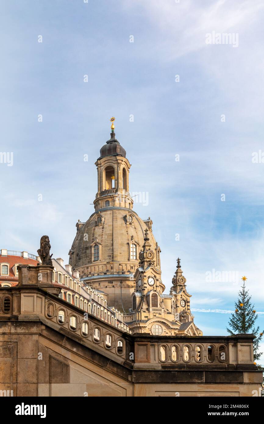 The Dresden Frauenkirche church during Advent Stock Photo