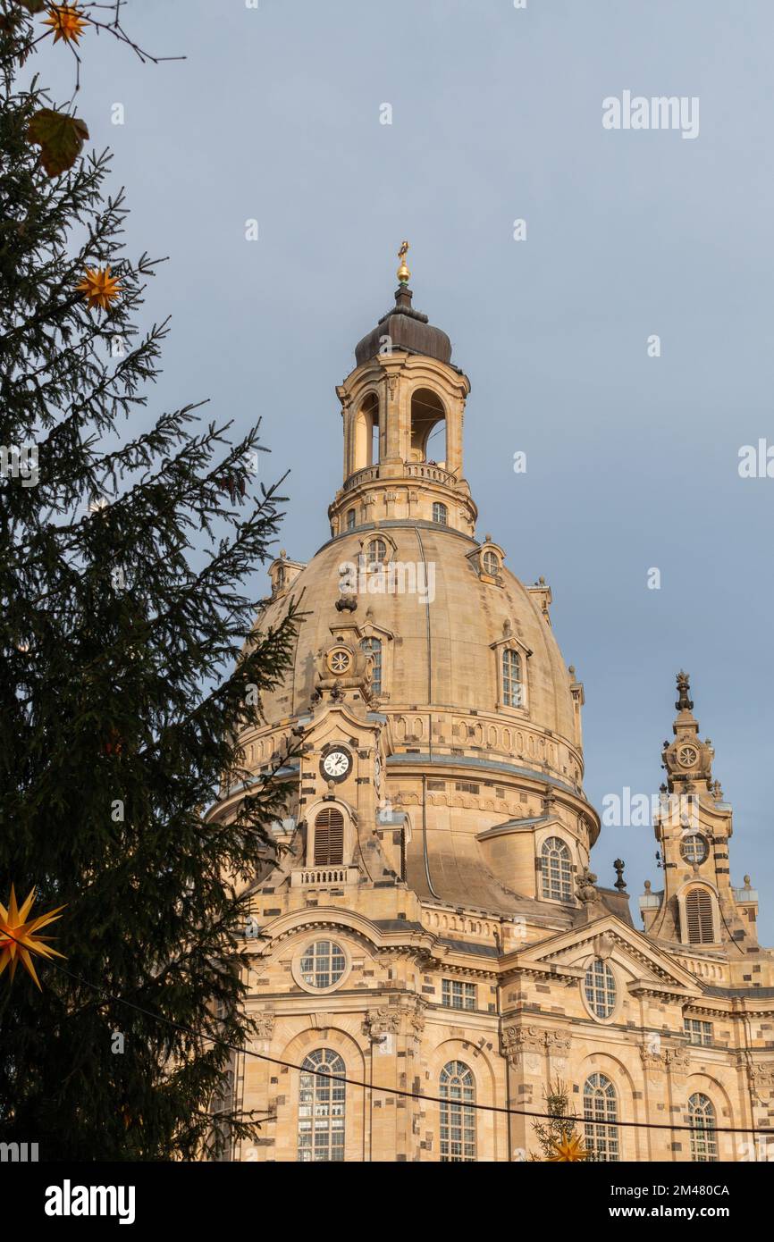 The Dresden Frauenkirche church during Advent Stock Photo