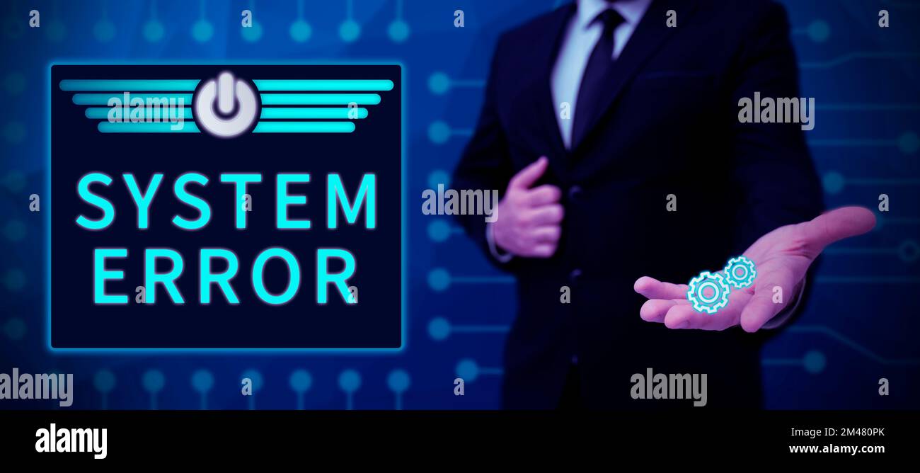 Text caption presenting System Error. Internet Concept Technological ...