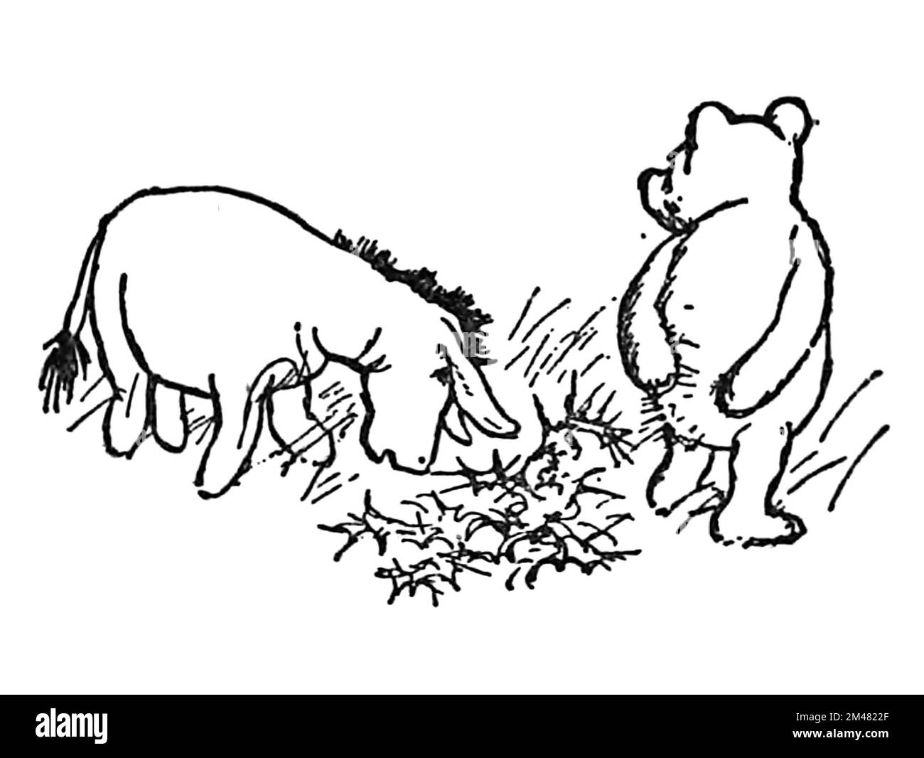 classic winnie the pooh clipart black and white