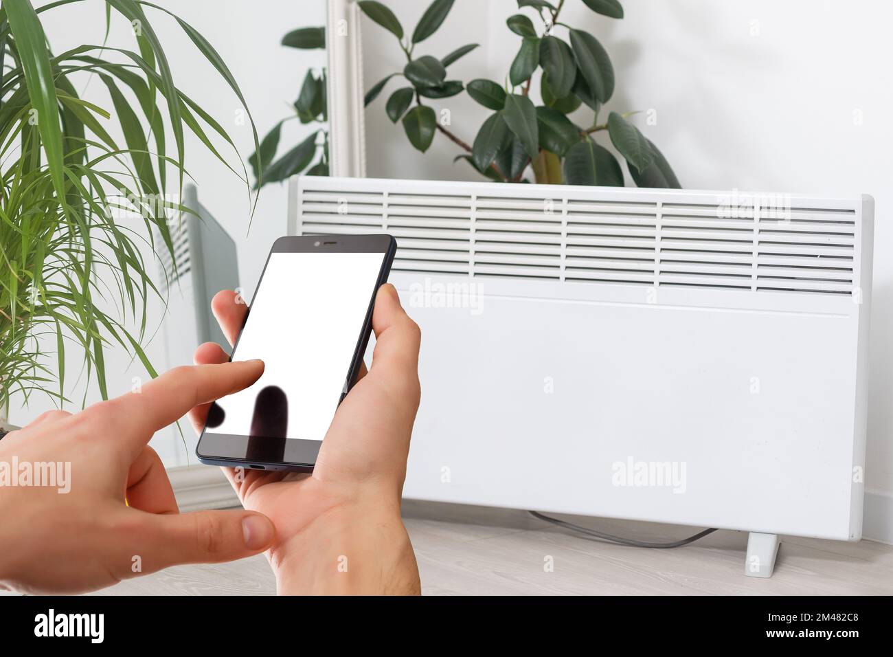 Smart heater convector control by phone app. Smart Home with the smart