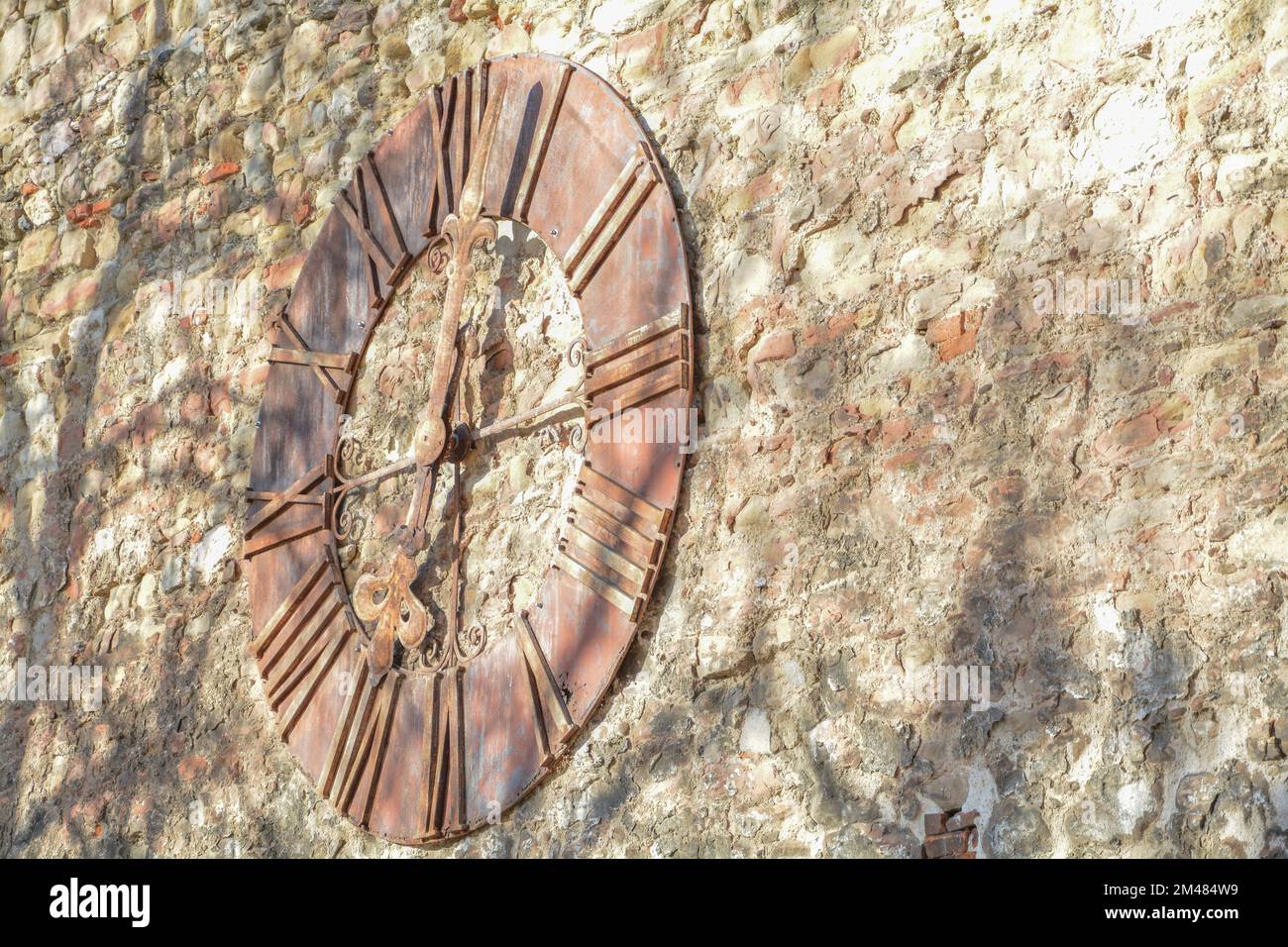 Old mechanical clock watch in Zagreb, stone wall Stock Photo Alamy