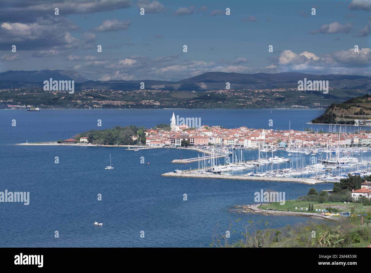 view of Izola town in Slovenia coastline or obala Stock Photo