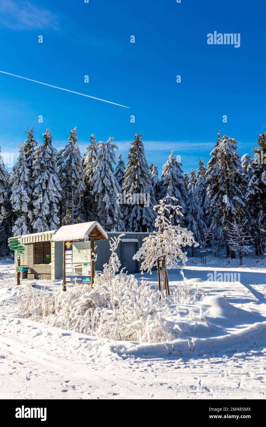 Beautiful winter landscape on the heights of the Thuringian Forest near Oberhof - Thuringia Stock Photo