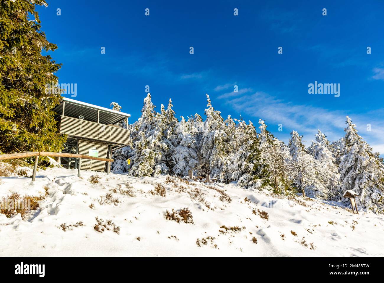 Beautiful winter landscape on the heights of the Thuringian Forest near Oberhof - Thuringia Stock Photo