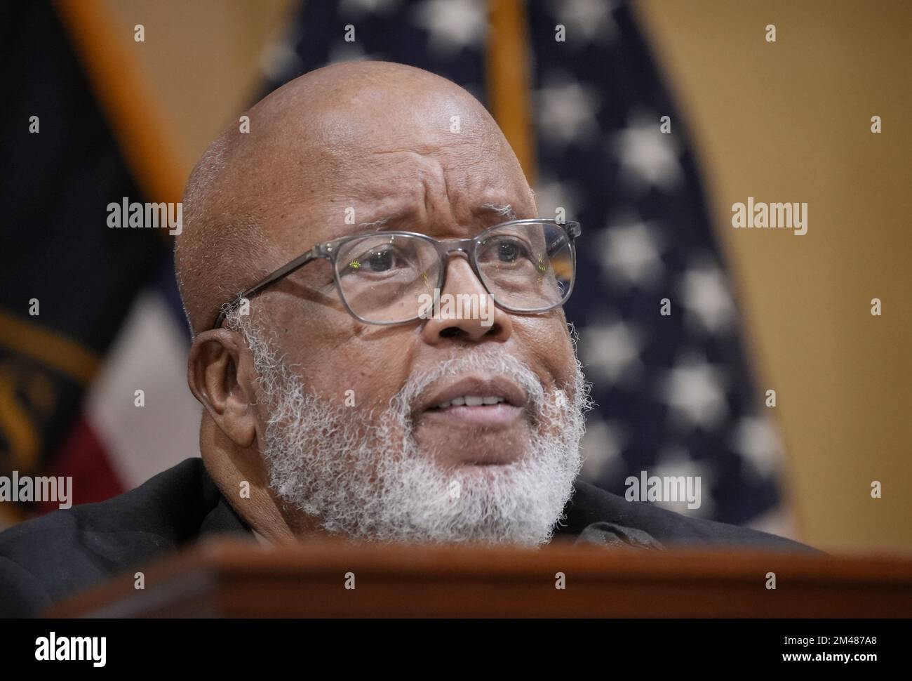 Washington, United States. 19th Dec, 2022. Committee Chairman Bennie Thompson, D-MS, makes an opening statement as the House Select Committee investigating the Jan. 6 attack on the U.S. Capitol holds its final public hearing to discuss the findings of an 18-month investigation, on Capitol Hill in Washington, DC on Monday, December 19, 2022. Photo by Ken Cedeno/UPI Credit: UPI/Alamy Live News Stock Photo